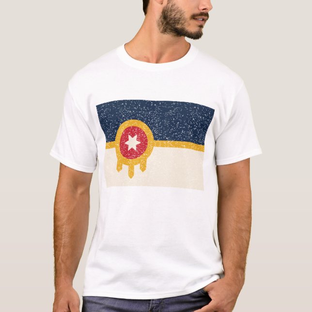 Flag of Tulsa city, Oklahoma State T-Shirt (Vorderseite)