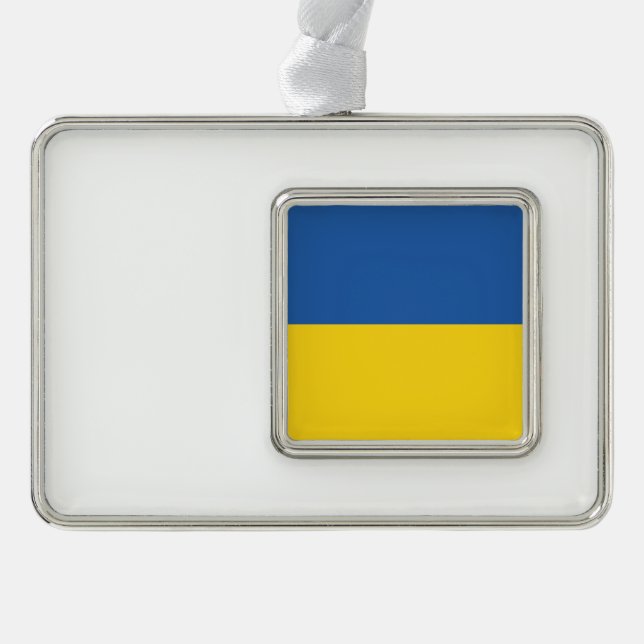 Flag of Ukraine Button Rahmen-Ornament Silber (Vorderseite)