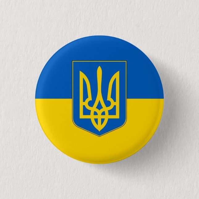 Flag of Ukraine Trident Button (Vorderseite)