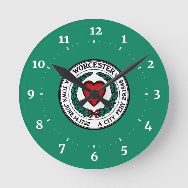 Flag of Worcester, Massachusetts Wall Clock Runde Wanduhr (Vorderseite)