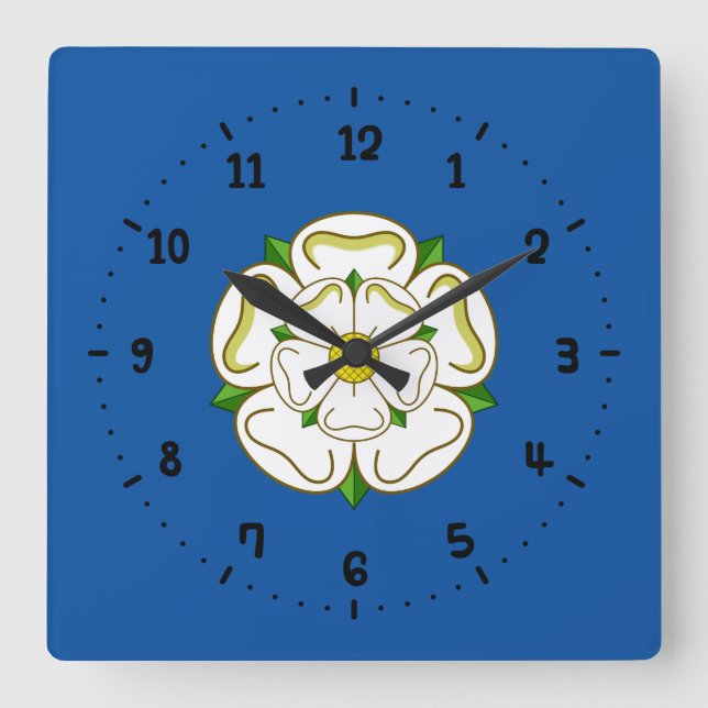 Flag of Yorkshire Square Wall Clock Quadratische Wanduhr (Vorderseite)