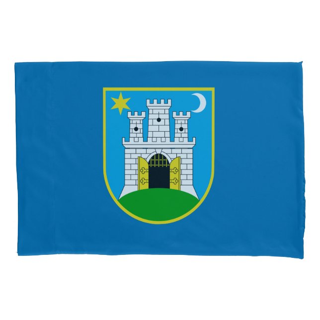 Flag of Zagreb, Croatia Pillow Case Kissenbezug (Vorderseite)