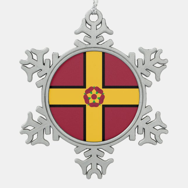 Flag on Northamptonshire Schneeflocken Zinn-Ornament (Vorderseite)