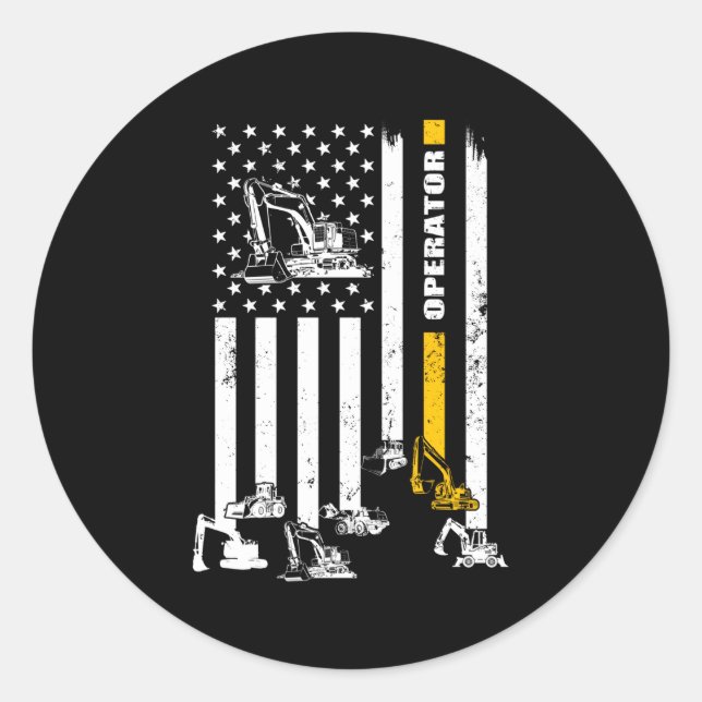 Flag-Operator mit starker Ausrüstung Runder Aufkleber (Vorderseite)