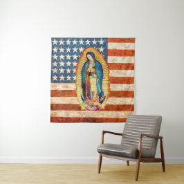 Flag "Our Lady of Guadalupe & USA United Staaten" Wandteppich