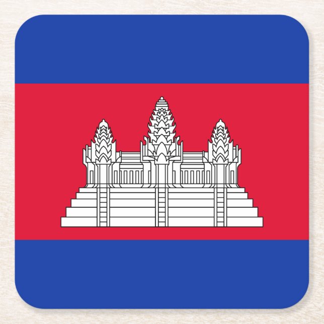 Flag Patriotic Kambodscha Rechteckiger Pappuntersetzer (Vorderseite)