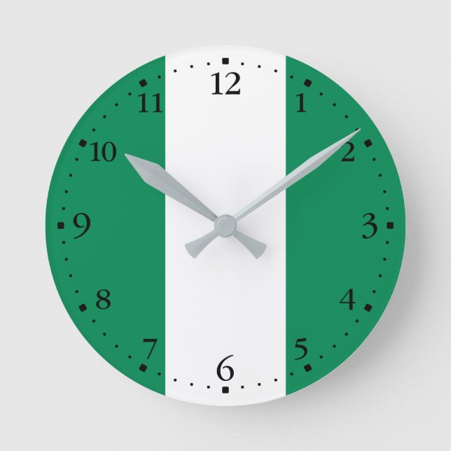 Flag Patriotic Nigeria Runde Wanduhr (Vorderseite)