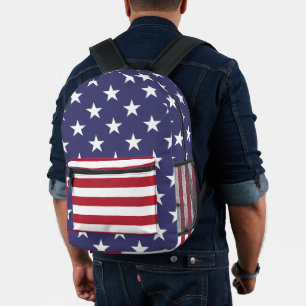 Flag Patriotic Red White Blue US Flagge Bedruckter Rucksack