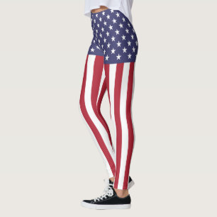 Flag Patriotic Red White Blue US Flagge Leggings