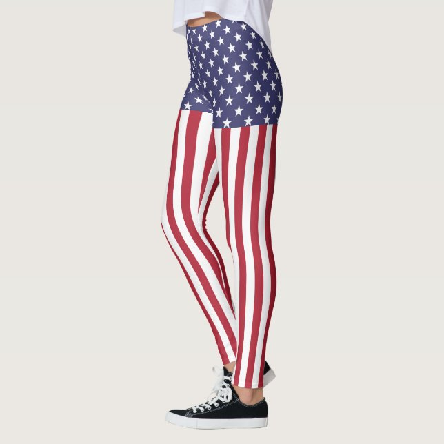 Flag Patriotic Red White Blue US Flagge Leggings (Links)