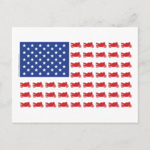 Flag Patriotic Sport Bike Postkarte