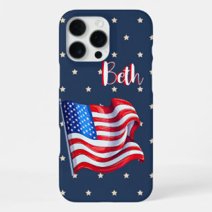 Flag Patriotic Stars Personalisiert iPhone 16 Pro Max Hülle
