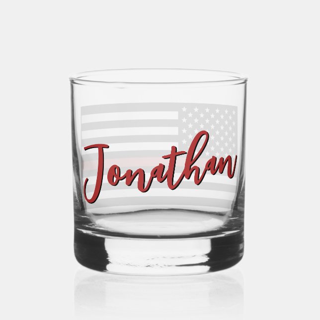 Flag "personalisierter Feuerwehrmann mit dünner ro Whiskyglas (Rückseite)