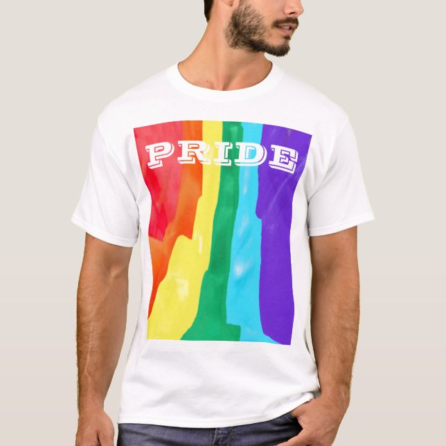 Flag PixDezines LGBT Wasserfarbe Regenbogen T-Shirt (Vorderseite)