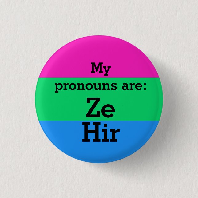 Flag Polysexualität mit Ze/Hir Pronouns Button (Vorderseite)