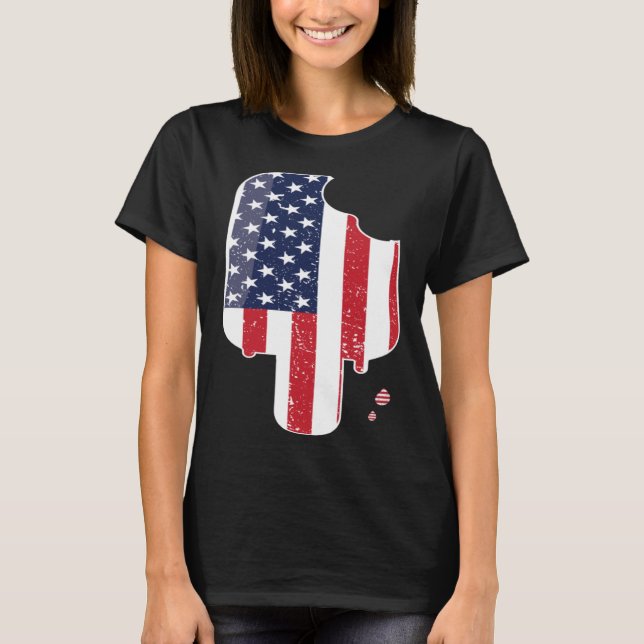 Flag Popsicle Ice Pop 4th of July Patriotic Graphi T-Shirt (Vorderseite)