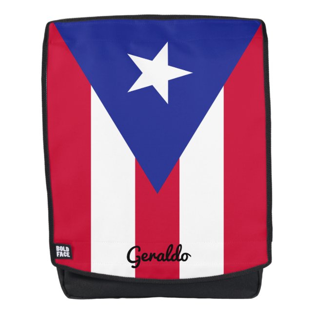 Flag Puerto Rico mit benutzerdefinierter Monogramm Rucksack (Vorderseite)