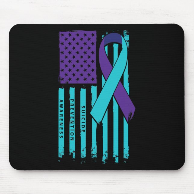 Flag Ribbon Suicide Bewusstsein psychische Gesundh Mousepad (Vorne)