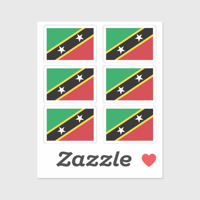Flag Saint Kitts & Nevis Collection Packung mit 6  Aufkleber (Blatt)