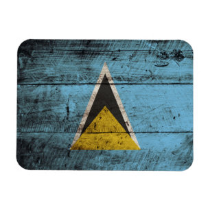 Flag Saint Lucia auf Altholzkörner Magnet