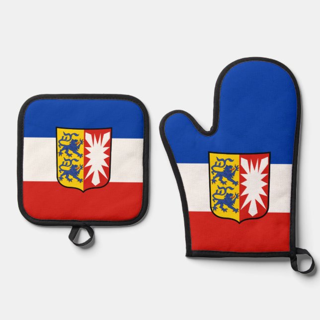 Flag Schleswig-Holstein Mouse Pad Ofenhandschuh & Topflappen-Set (Vorderseite)