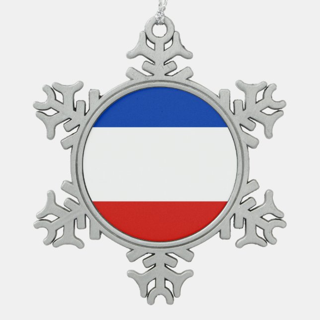 Flag Schleswig-Holstein Snowflake Weihnachten Zwie Schneeflocken Zinn-Ornament (Vorderseite)