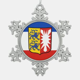 Flag Schleswig-Holstein Snowflake Weihnachten Zwie Schneeflocken Zinn-Ornament