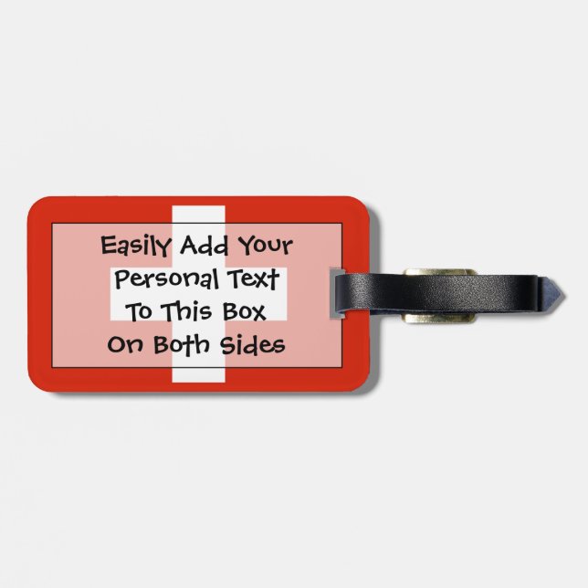 Flag Schweiz Easy ID Persönliche Daten Gepäckanhänger (Rückseite horizontal)