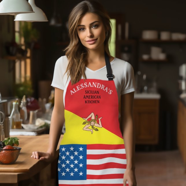 Flag Sizilien Flag of America Customized Schürze (Sicilian-American Apron
Flag of Sicily American Flag
Personalized Apron)