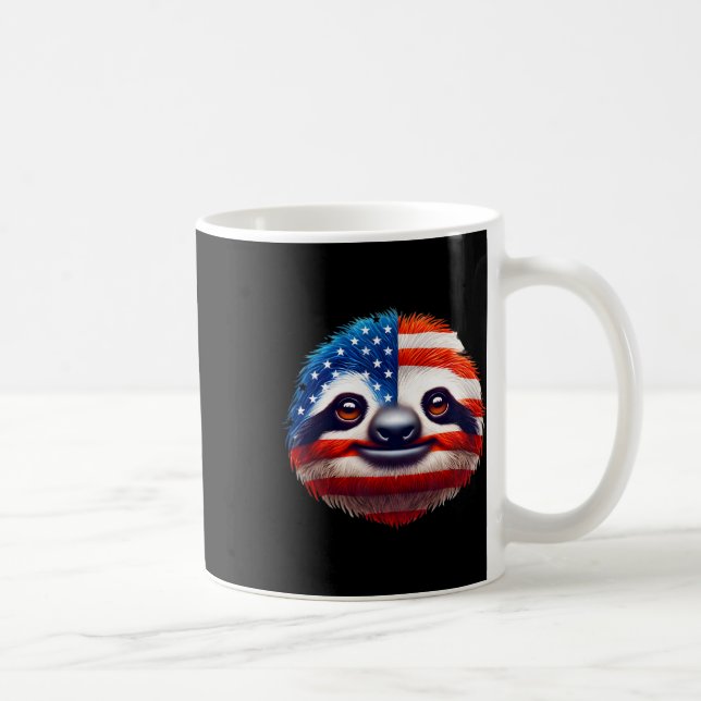 Flag Sloth Lover 4. Juli Patriotic Wo Kaffeetasse (Rechts)