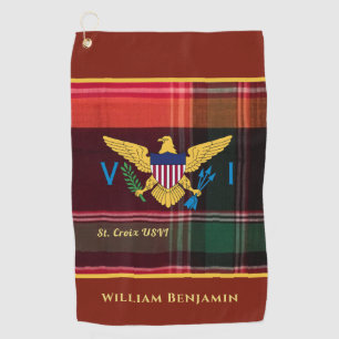 Flag St. Croix Madras Custom Jungfrau Islands Golfhandtuch