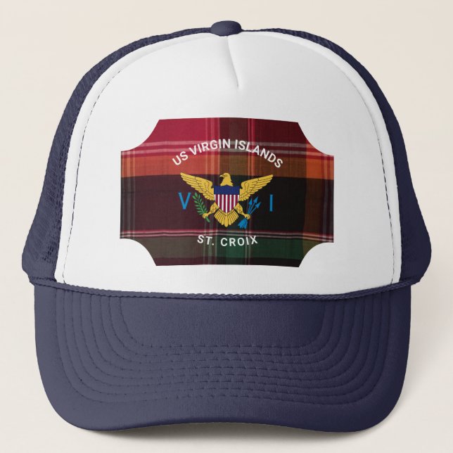 Flag St. Croix Madras Custom Jungfrau Islands Truckerkappe (Vorderseite)