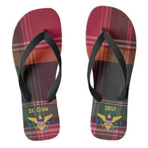 Flag St. Croix Madras USVI Jungfrau Flip Flops