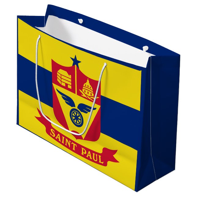 Flag St Paul, Minnesota Große Geschenktasche Große Geschenktüte (Vorderseite Schrägansicht)