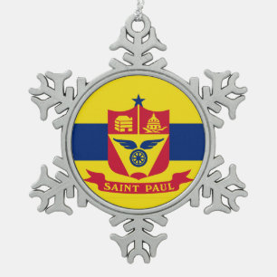 Flag St. Paul, Minnesota Snowflake Pewter Christ Schneeflocken Zinn-Ornament