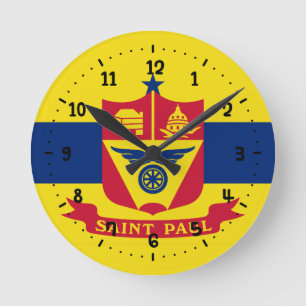 Flag St Paul, Minnesota Square Wall Clock Runde Wanduhr