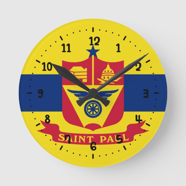 Flag St Paul, Minnesota Square Wall Clock Runde Wanduhr (Vorderseite)