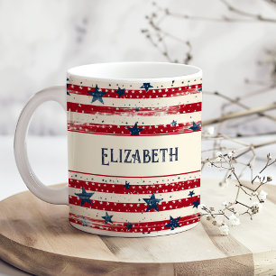 Flag Stars des Patriotischen Shabby Chic Independe Kaffeetasse