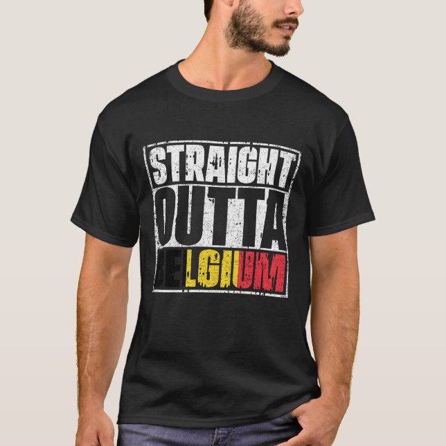 Flag Straight Outta Belgium T-Shirt (Vorderseite)