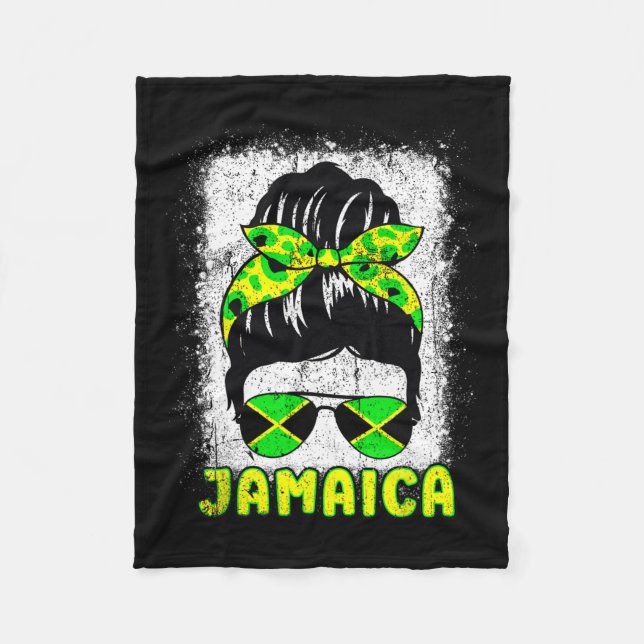 Flag Sungles Black Woman Melanin Queen Afro Fleecedecke (Vorderseite)