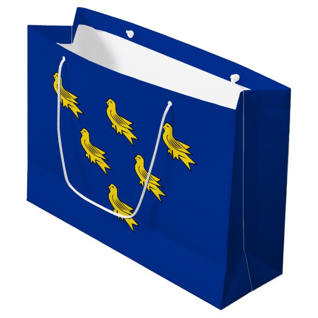 Flag Sussex Large Gift Bag Große Geschenktüte (Vorderseite Schrägansicht)