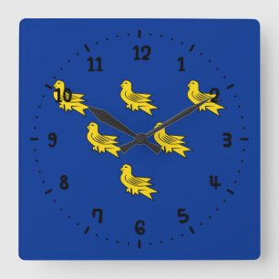 Flag Sussex Square Wall Clock Quadratische Wanduhr
