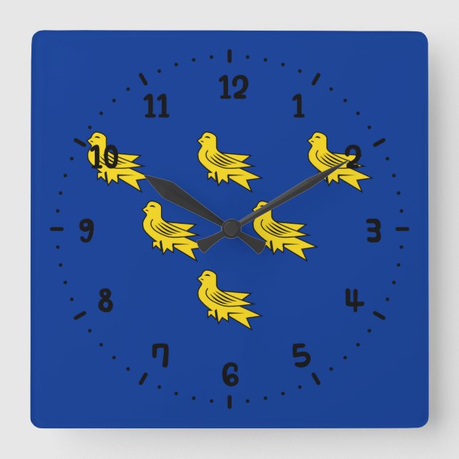 Flag Sussex Square Wall Clock Quadratische Wanduhr (Vorderseite)