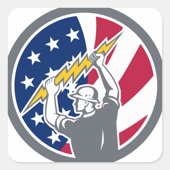 Flag-Symbol des amerikanischen Electric USA Quadratischer Aufkleber (Vorderseite)