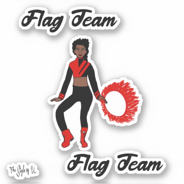 Flag Team Ring Stickers (Schwarz Rot) Aufkleber (Vorderseite)