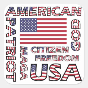 Flag Text American Patriotic Quadratischer Aufkleber