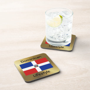 Flag+Text-Untersetzer der Dominikanischen Republik Untersetzer