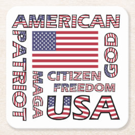 Flag Text US Patriot Red White and Blue Rechteckiger Pappuntersetzer
