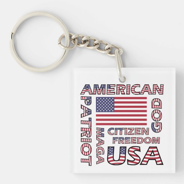 Flag Text US US Flagge Patriot Schlüsselanhänger (Vorderseite)