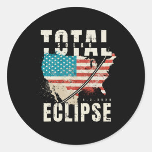 Flag Total Solar Eclipse 8. April 2024 Totalität Runder Aufkleber